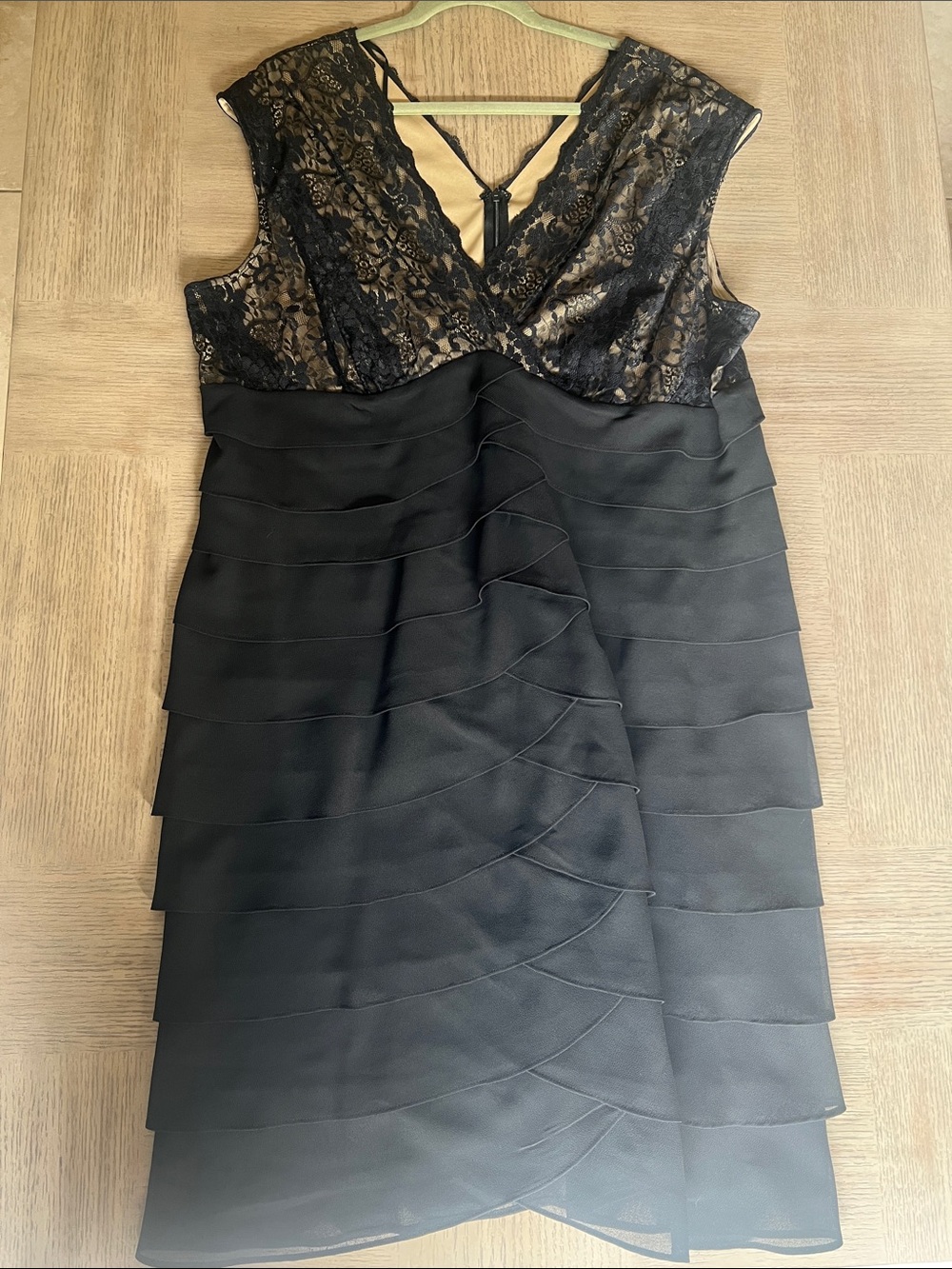 Dress Barn Black Lace & Tiered Midi Dress
